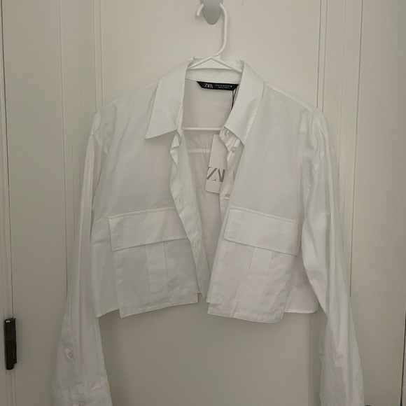 Zara Classic White Button Down Top - Picture 1 of 2
